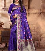 Purple Woven Jacquard Saree With Blouse