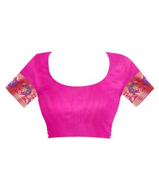 Rani Pink Woven Jacquard Saree With Blouse 5