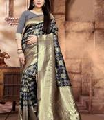 Grey Woven Jacquard Saree With Blouse