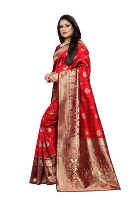 Maroon Woven Jacquard Saree With Blouse 3
