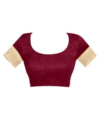 Maroon Woven Jacquard Saree With Blouse 5