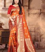 Red Woven Jacquard Saree With Blouse