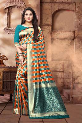 Green Woven Jacquard Saree With Blouse 1