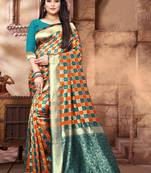 Green Woven Jacquard Saree With Blouse
