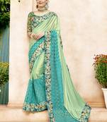 Green embroidered lycra saree with blouse