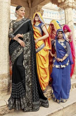 Black embroidered shimmer saree with blouse 1