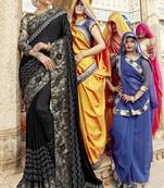 Black embroidered shimmer saree with blouse