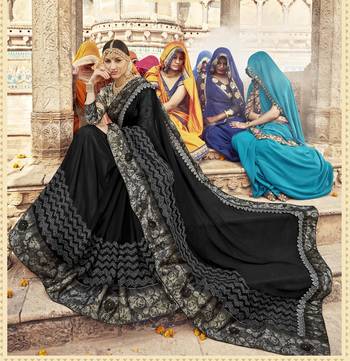 Black embroidered shimmer saree with blouse 2