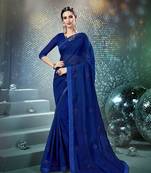Blue embroidered georgette saree with blouse