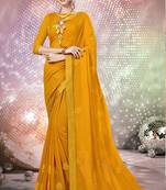 Yellow embroidered georgette saree with blouse