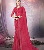 Pink embroidered georgette saree with blouse