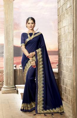 Green embroidered satin saree with blouse 1