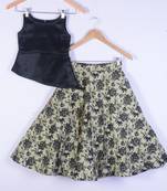 Kids Black Blouse Amd Golden Lahenga Choli For Girl