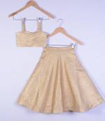 Kids Golden Cotton Silk Lahenga Choli For Girl