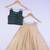 Kids Green Blouse And Golden Lahenga Choli For Girl