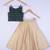 Kids Green Blouse And Golden Lahenga Choli For Girl