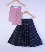 Girl Baby Pink And Blue Lahenga Choli For Kids