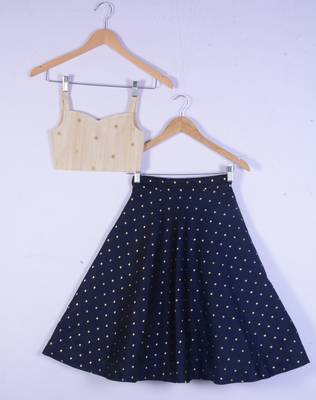 Kids Golden And Blue Lahenga Choli Set For Girl 1