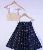 Kids Golden And Blue Lahenga Choli Set For Girl