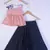 Girl Pink Top And Blue Lahenga Choli For Kids
