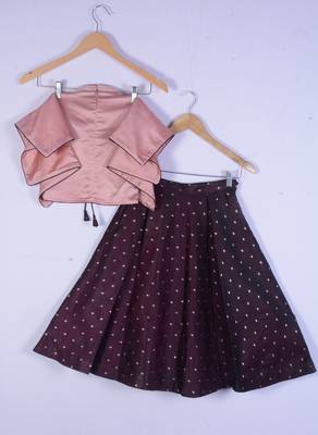 Girl Peach And Maroon Colour Lahenga Choli For Kids 2