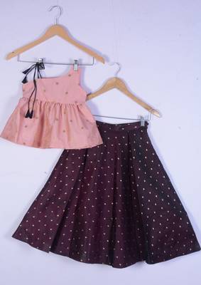 Kids Pink And Maroon Lahenga Choli Set For Girl 2
