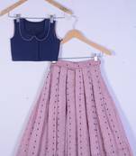 Kids Blue And Baby Pink Lahenga Choli For Girl