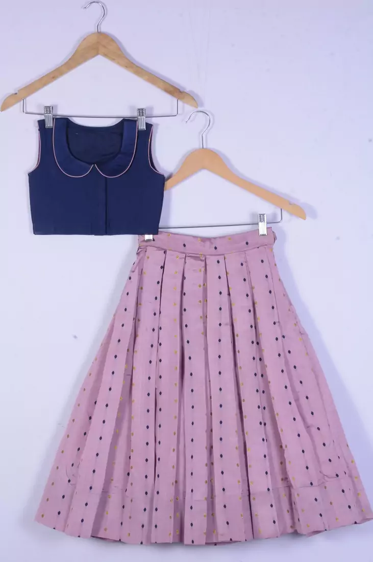 Kids Blue And Baby Pink Lahenga Choli For Girl