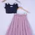 Kids Blue Blouse And Baby Pink Lahenga Choli