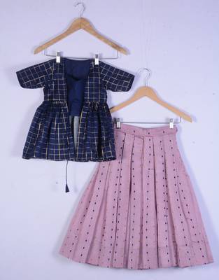 Girl Blue And Baby Pink Lahenga Choli 1