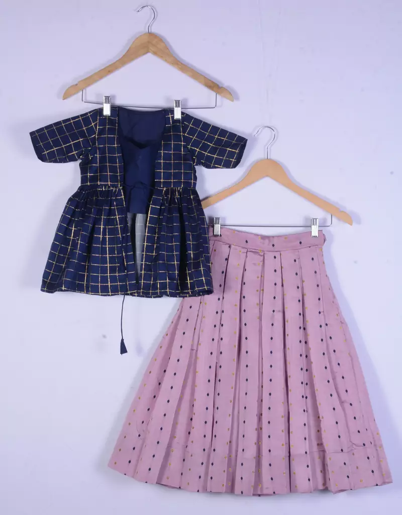 Girl Blue And Baby Pink Lahenga Choli