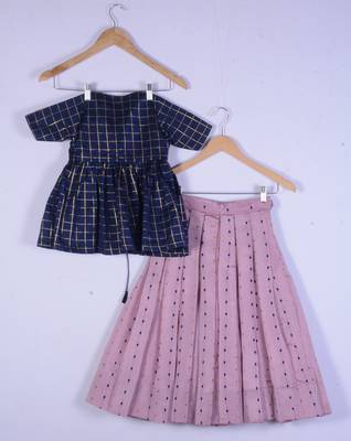 Girl Blue And Baby Pink Lahenga Choli 2