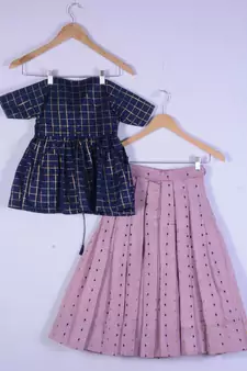 Girl Blue And Baby Pink Lahenga Choli