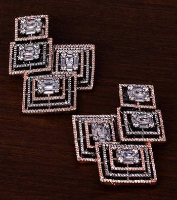 Rose and Black Gold Plated American Diamond Party Earrings 216ED270 1