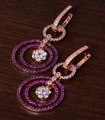 Ruby Embellished Rose Gold Plated American Diamond Earrings 216ED272