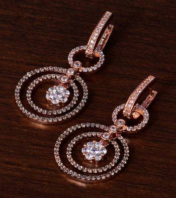 Rose Gold Plated AAA CZ Embellished American Diamond Earrings 216ED273 1