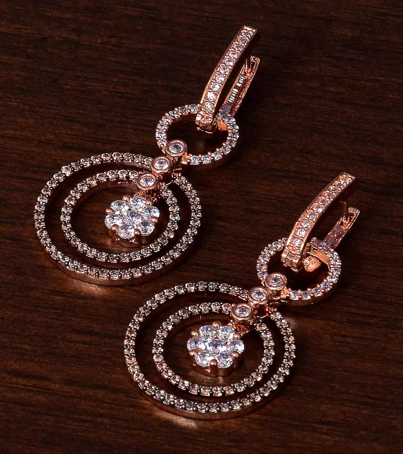 Rose Gold Plated AAA CZ Embellished American Diamond Earrings 216ED273