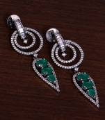 Black Gold Plated Emerald Embellished American Diamond Danglers 216ED279