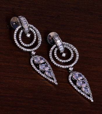 Black Gold Plated AAA CZ Embellished American Diamond Danglers 216ED281 1