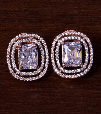 Rose Gold Plated American Diamond Stud 216ED291 1