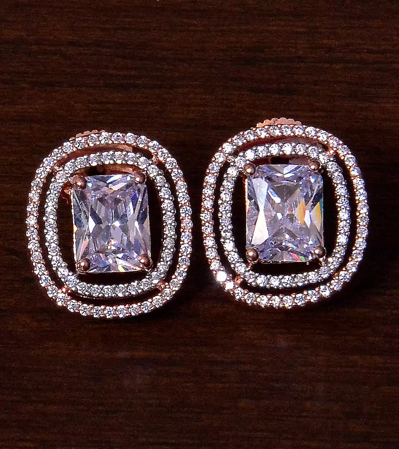 Rose Gold Plated American Diamond Stud 216ED291