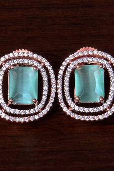 Rose Gold Plated Mint Embellished American Diamond Stud 216ED292