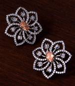 Black Gold Plated Champagne Stone Embellished American Diamond Earrings 216ED306