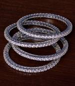 Rhodium Plated AAA CZ Embellished American Diamond Bangles BD419