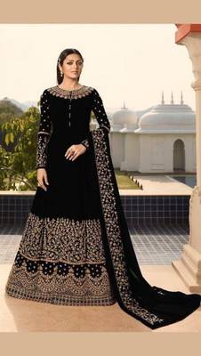Black embroidered faux georgette salwar 1