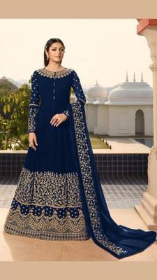 Blue embroidered faux georgette salwar 1