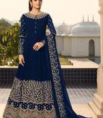 Blue embroidered faux georgette salwar