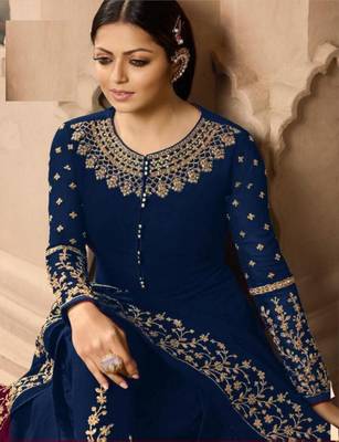 Blue embroidered faux georgette salwar 2