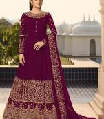 Rani-pink embroidered faux georgette salwar