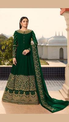 Green embroidered faux georgette salwar 1